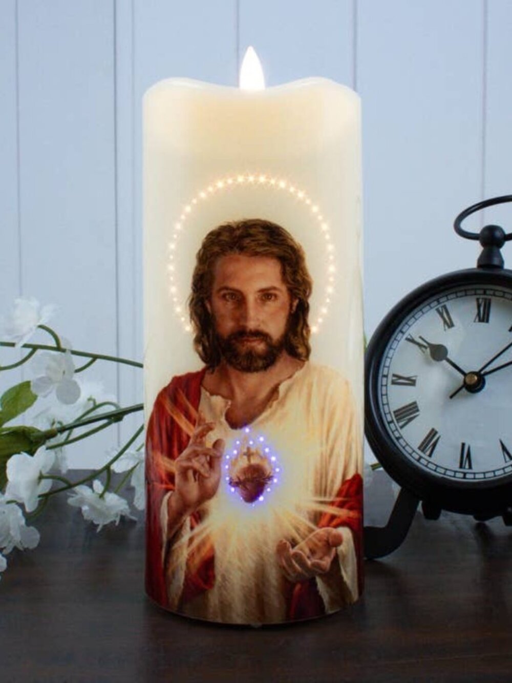 Sacred Heart of Jesus Fiber Optic Candle